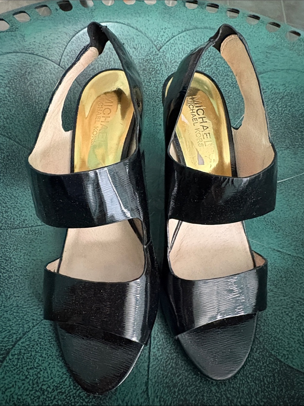 Michael Kors Black Patent Slingback Sandals 8M